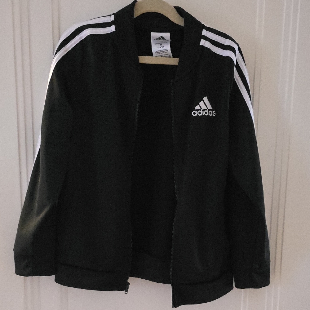 Adidas Black Jacket with White Stripes